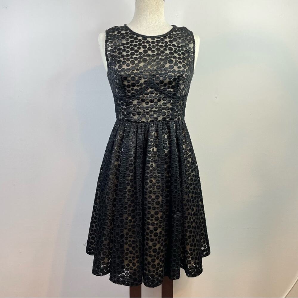 Plenty Tracy Reese Anthropologie Black Embroidered Sheer Dot Cocktail Dress 6